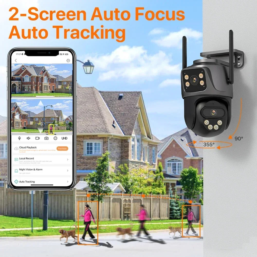 Caméra De Surveillance Extérieure Double Objectif 4K Wi-Fi