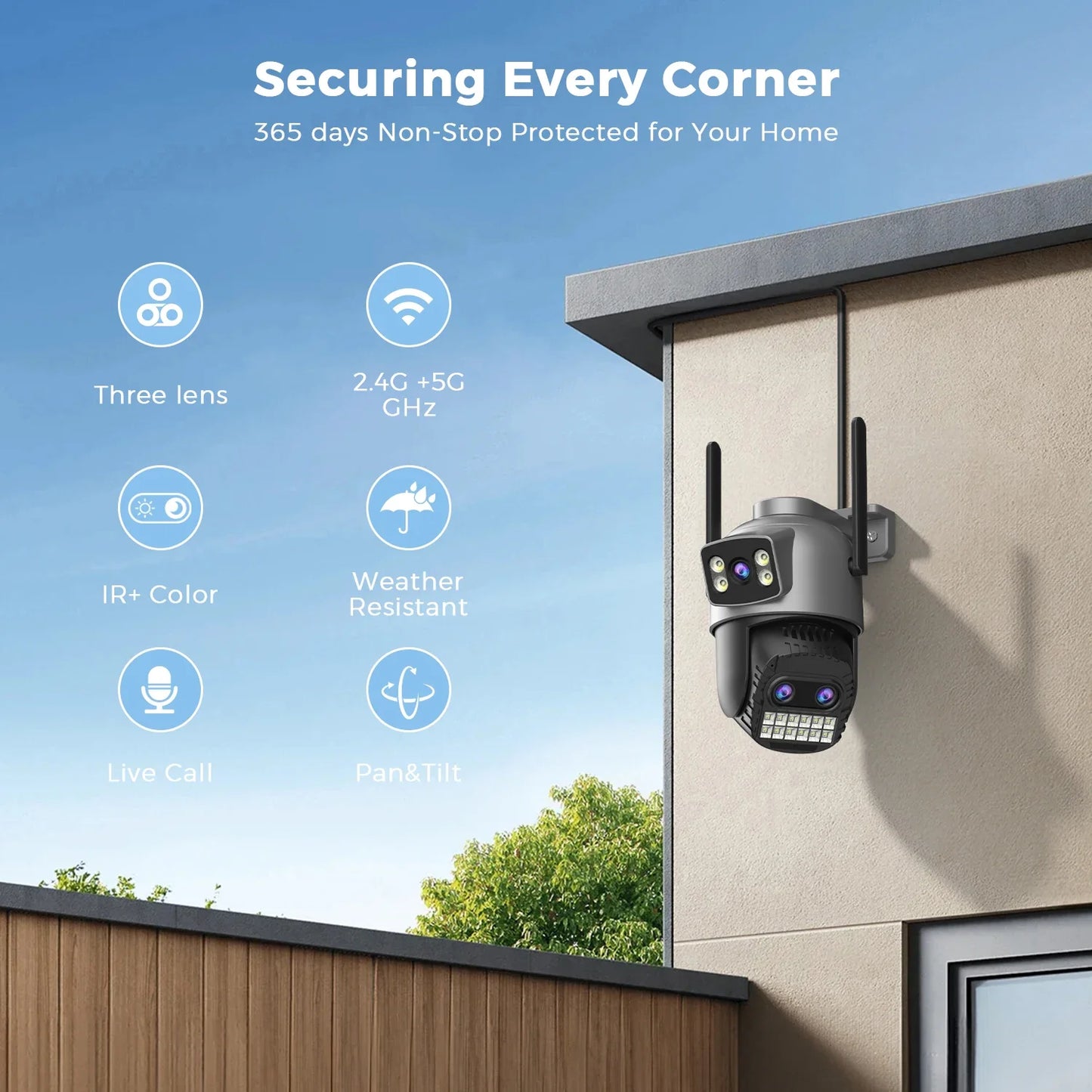 Caméra De Surveillance WiFi PTZ Double Écran 15MP