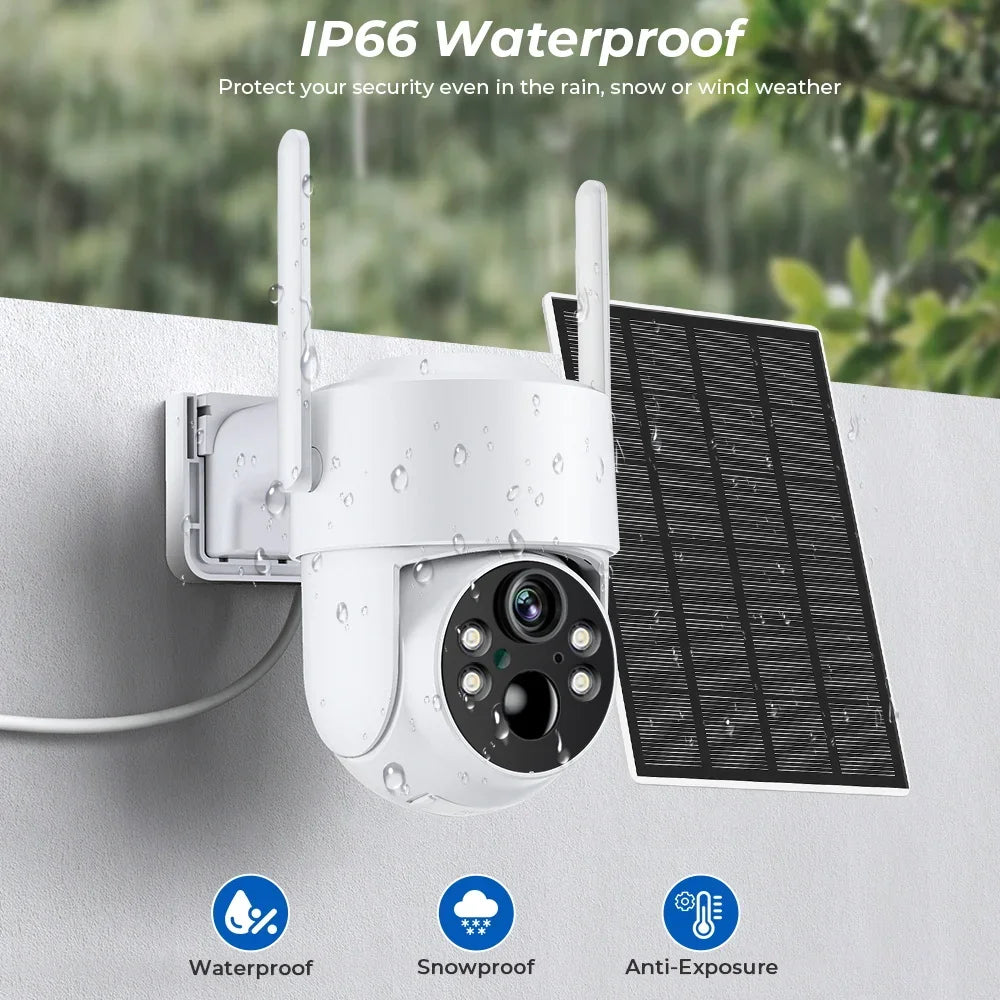 Caméra De Surveillance WiFi PTZ Solaire 4 MP
