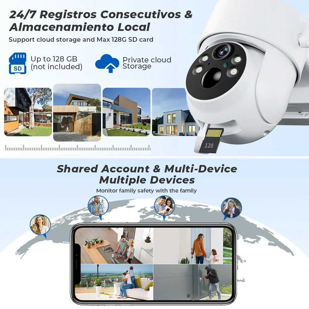 Caméra De Surveillance WiFi PTZ Solaire 4 MP