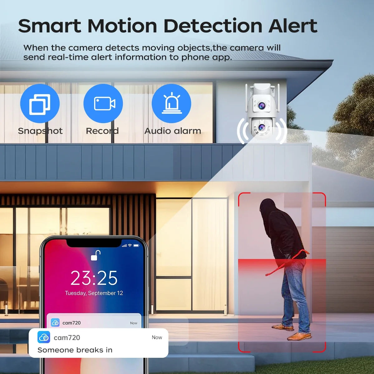 Caméra PTZ Extérieure WiFi Double Objectif 4K
